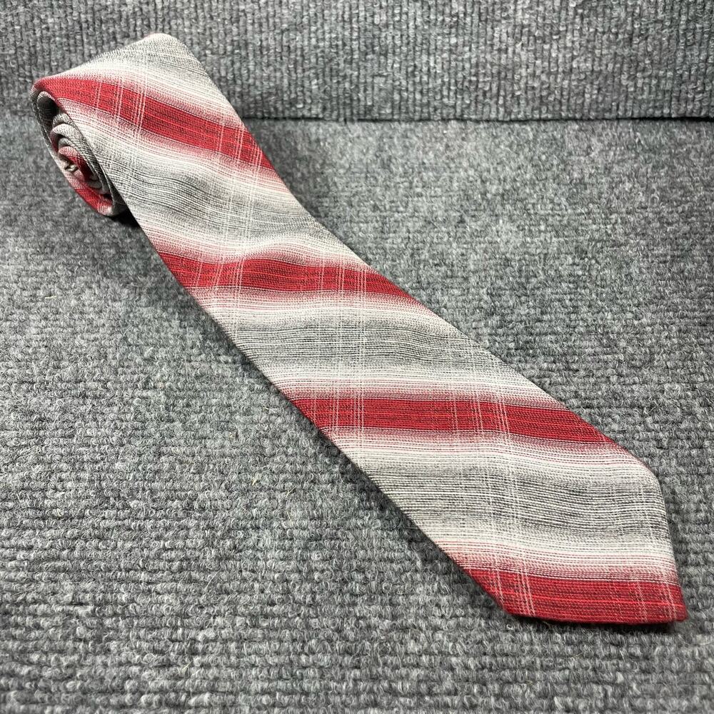 Cashiana By Don Loper Neck Tie 3"X55" Red/Gray Shadow Stripes Polyester